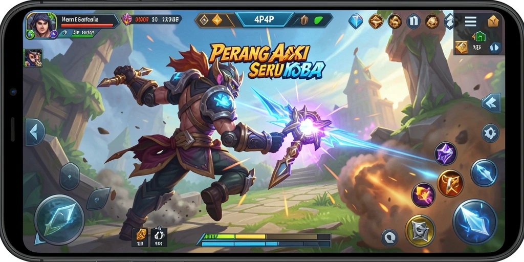 Screenshot 4P4P menampilkan aksi seru di arena MOBA.