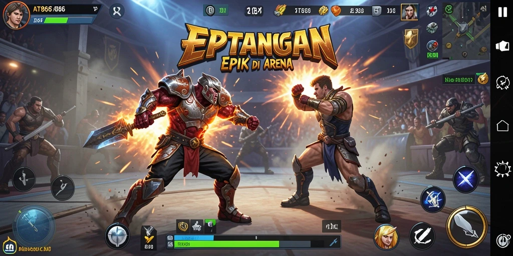 Screenshot menampilkan pertarungan intens di AT866 dengan karakter yang beraksi.