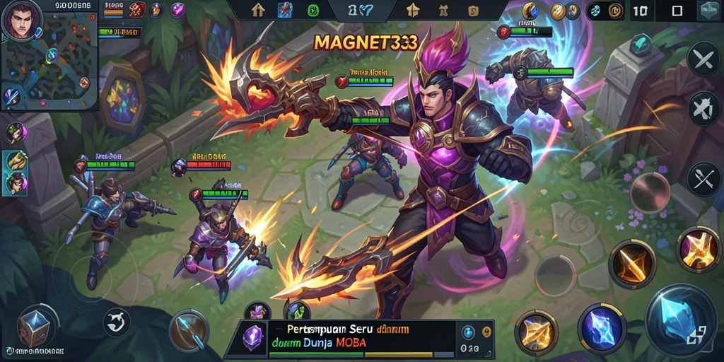 Screenshoot MAGNET33 menampilkan aksi seru dalam pertempuran MOBA.