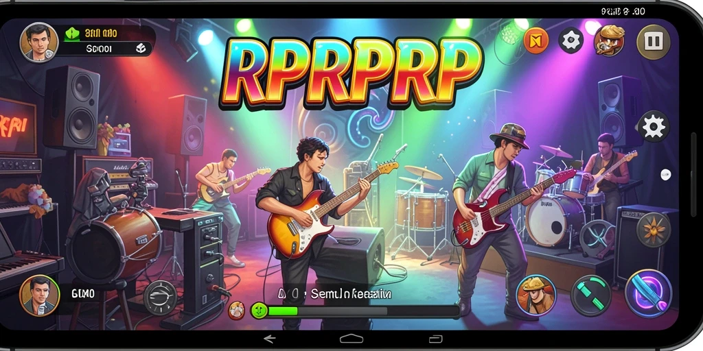 Screenshot utama RPRPRP menampilkan aksi gameplay musik yang seru.